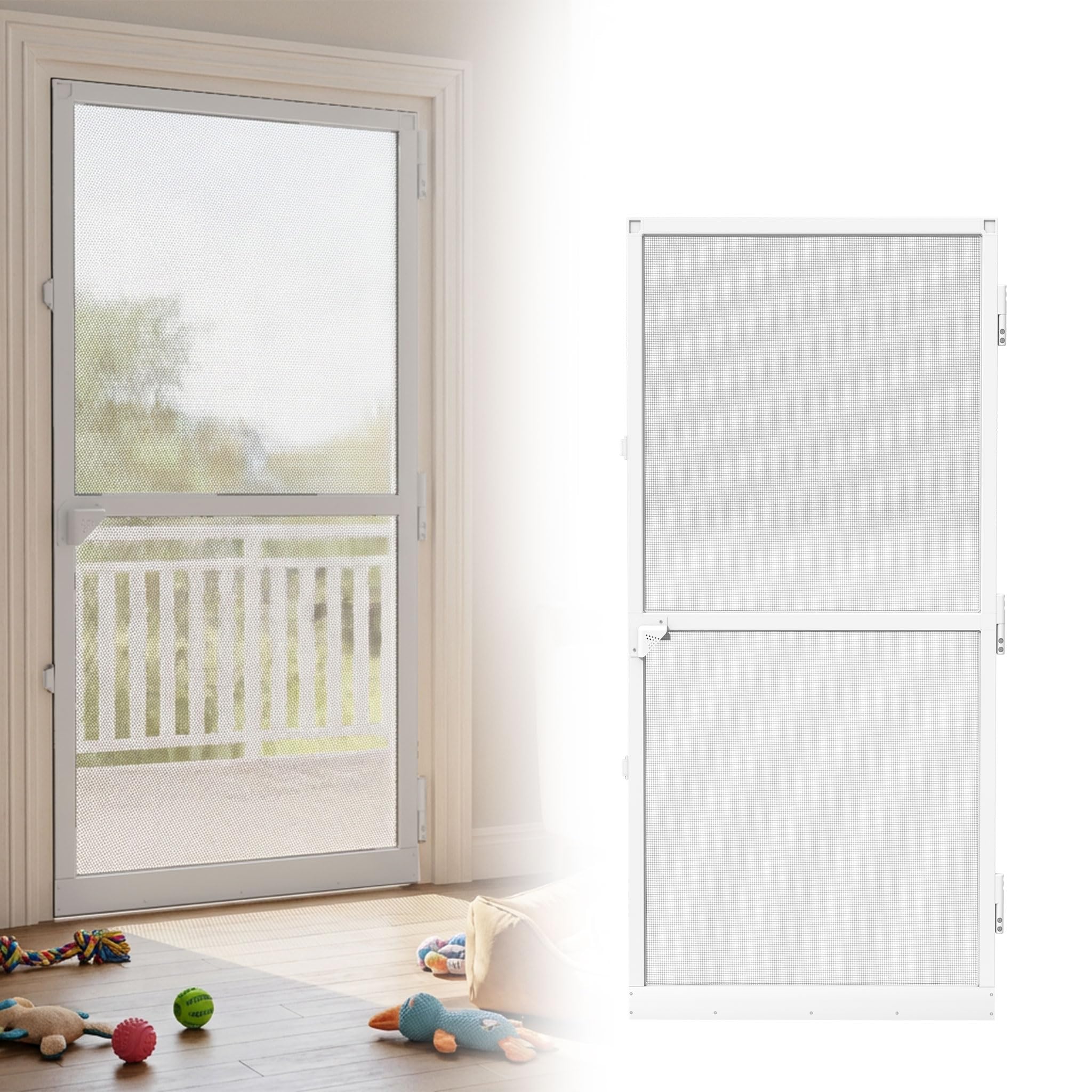 UISEBRT Moustiquaire de porte avec cadre en aluminium - Tissu en fibre de verre - 120 x 240 cm - Blanc