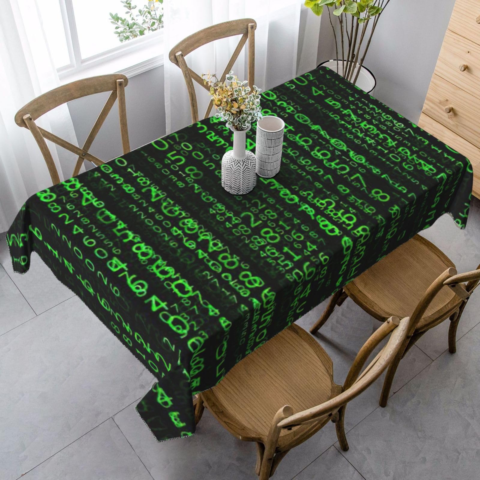 yagDAA Hacker Era Print Rectangle Tablecloth Table Cover Indoor Outdoor Dining Room Kitchen Table Cloth 140x90cm