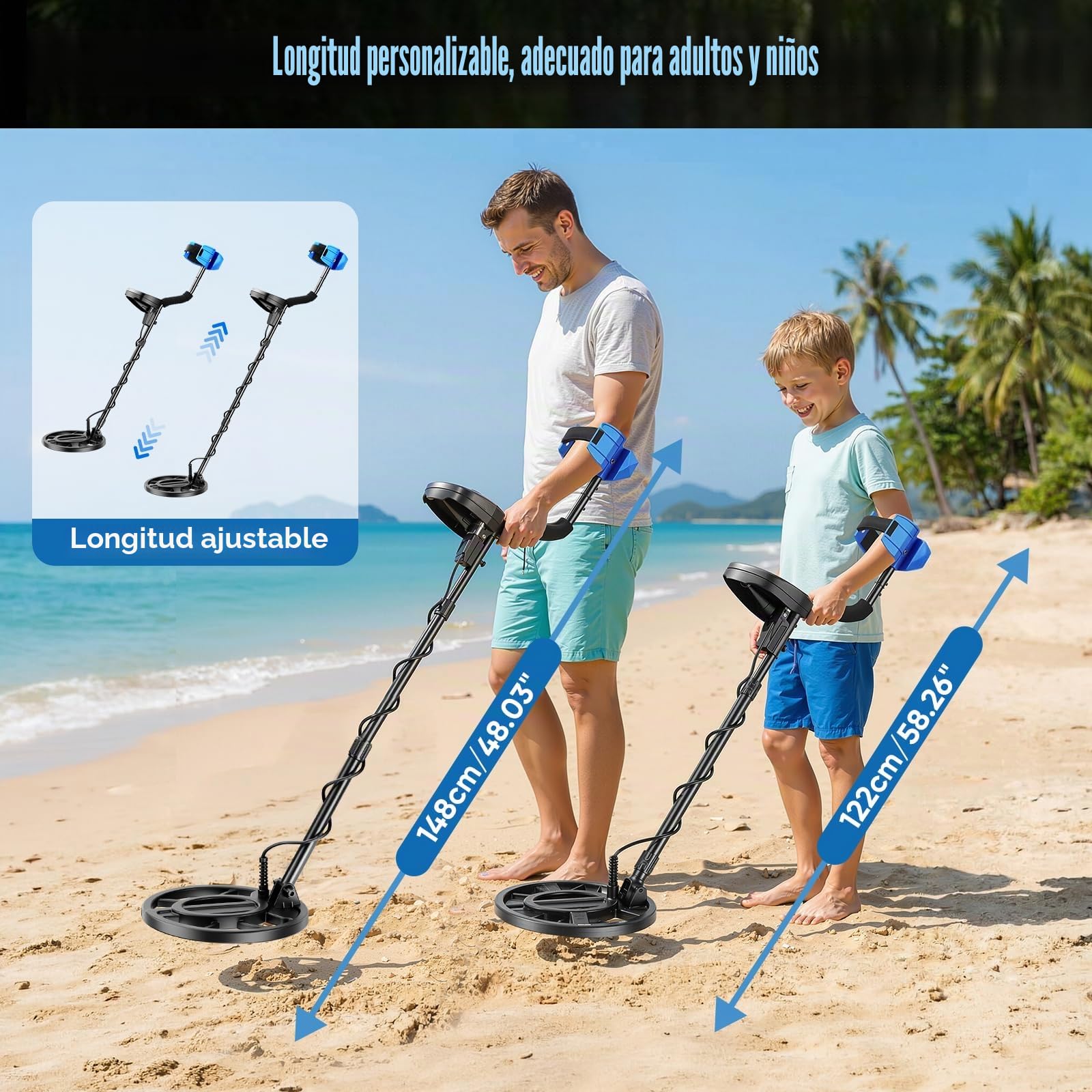Detector de Metales Profesional para Adultos y Niños, Impermeable para Oro con Modos Pinpoint y Terreno, Emparejamiento Rápido, 5 Modos, Alta Precisión, Ligero y Fácil de Usar
