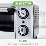 GreenLife Four à grille-pain de comptoir Air Acier inoxydable fritté, antiadhésif en céramique santé, PFAS Gratuit, Tray & Panier, Bâton, Broil, Réchauffer, Température réglable & Contrôle du temps, arrêt automatique, noir