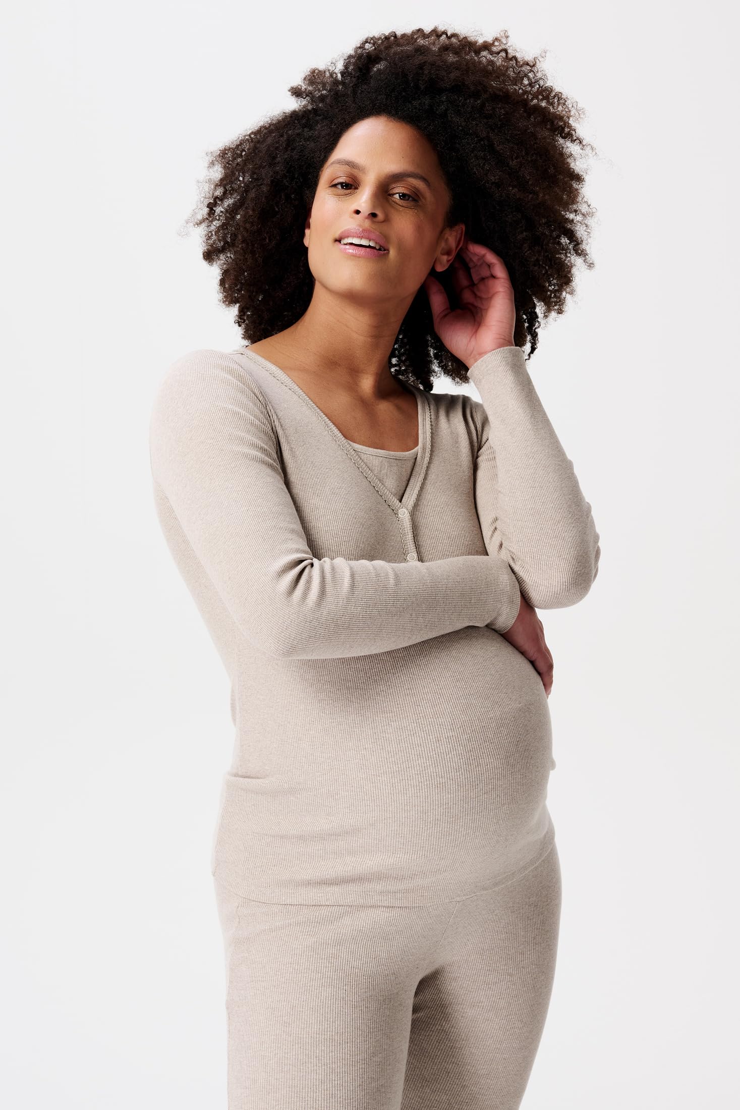 Noppies Damen Amala Nursing Rib Pyjama Top Ls Nachthemd