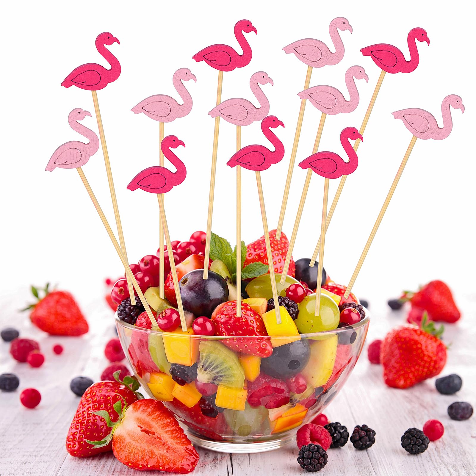Minleer (300Pcs Flamingo Stuzzicadenti da Cocktail, Cocktail Ananas Cibo e Bevande Picks Sticks per Feste a Tema Hawaiano, Beach Party Decoration