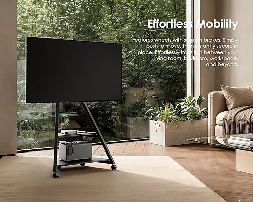 Miniatura 3 de FITUEYES Soporte esquinero de TV de diseño para televisores de 32, 43, 50, 55 y 65 pulgadas, soporte de TV de piso para espacios pequeños, carrito