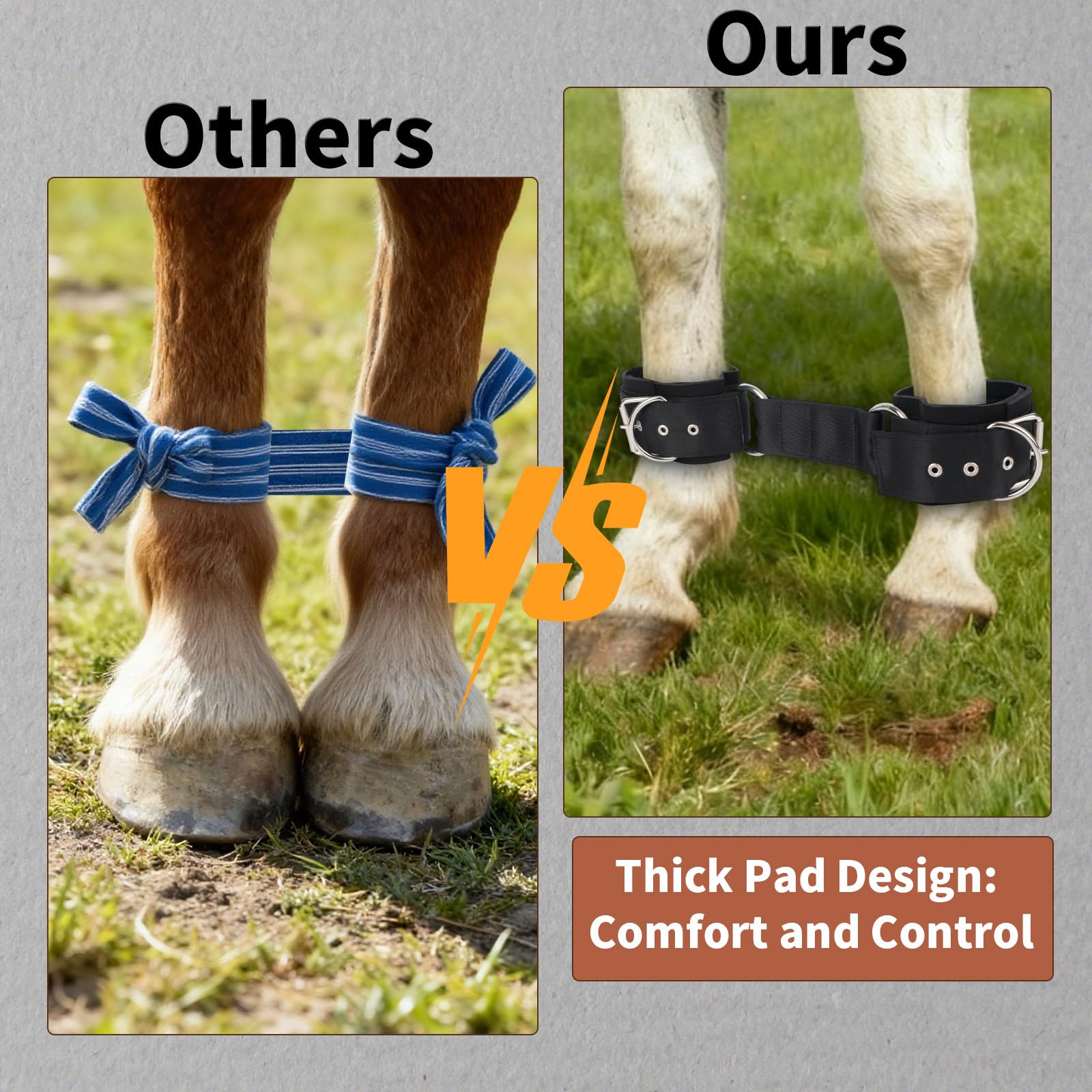 Manguitos de Dos Patas, Correas Ajustables para Caballos Fáciles de Usar Ligeros y Suaves Accesorios para Pastoreo Entrenamiento y Viajes (Negros)