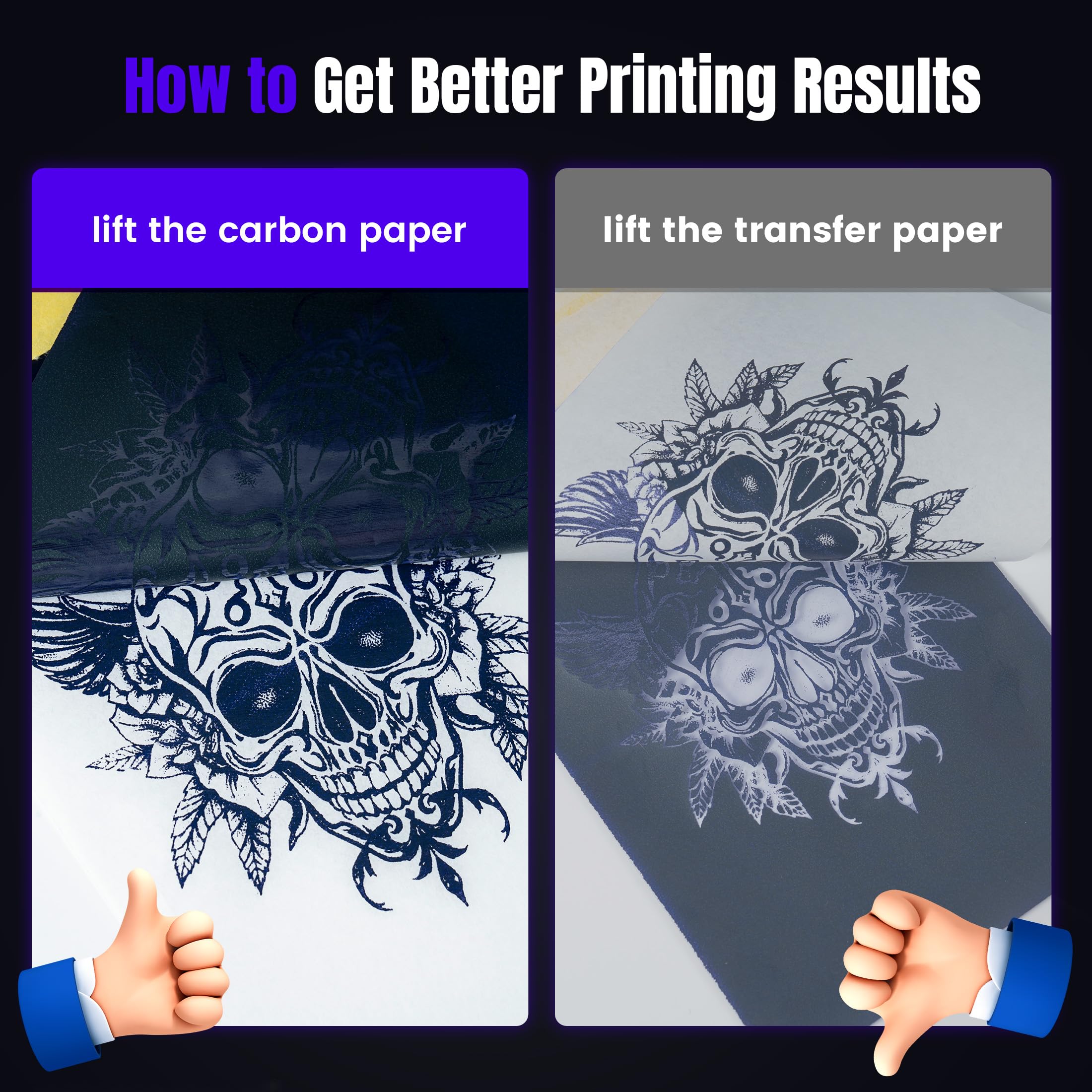 TATTMUSE Mini papel de transferencia de tatuajes de 8 x 13 cm solo para impresora de tatuajes TP31/TP32, 100 hojas, adecuado para artistas del tatuaje en tatuajes simples y tatuajes minimalistas, kit