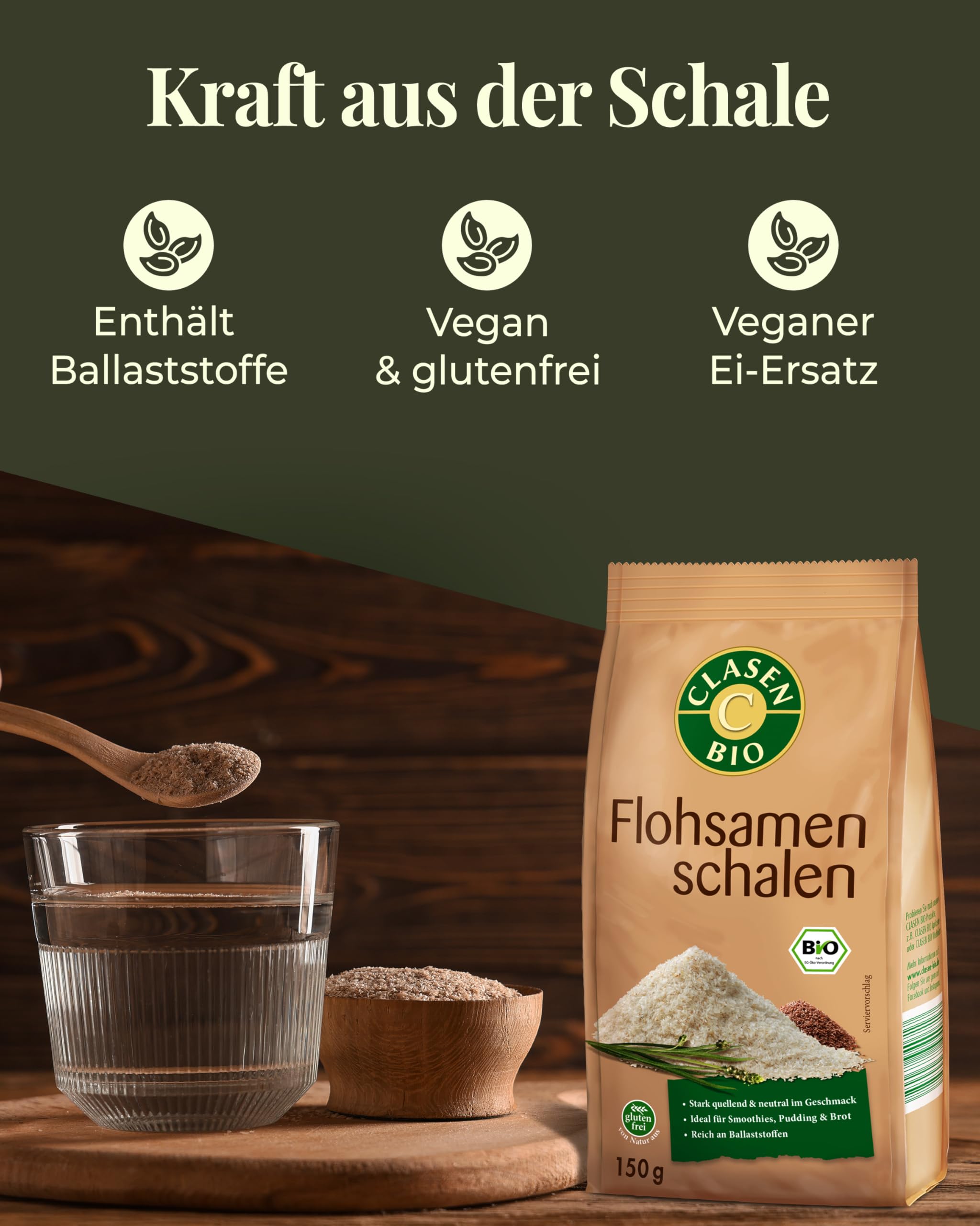 8x CLASEN BIO Flohsamenschalen - 150g