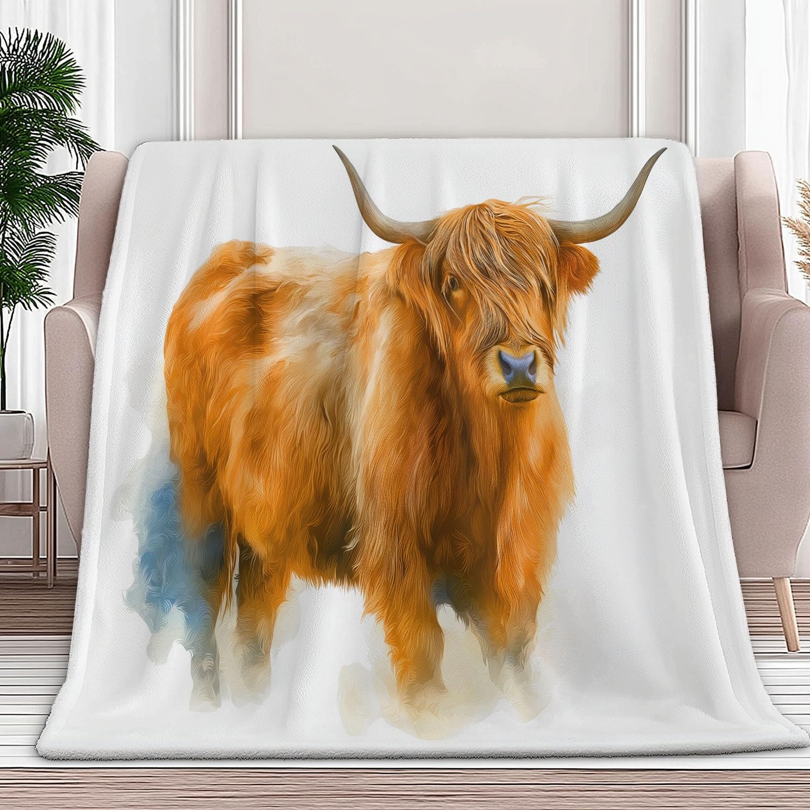 Couverture plaid polaire 200x230 cm lit et canapé motif bovins