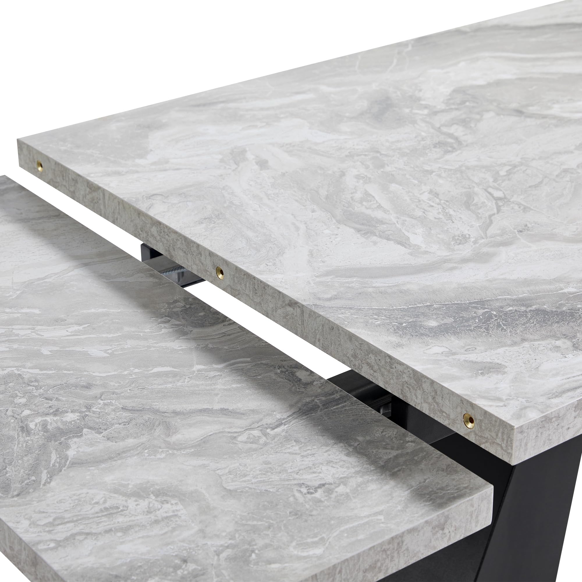 Tavolo da pranzo telescopico in stile moderno, tavolo rettangolare – allungabile da 99 cm a 159 cm, gambe in acciaio al carbonio extra forti – 99 x 74 cm (grigio + nero)