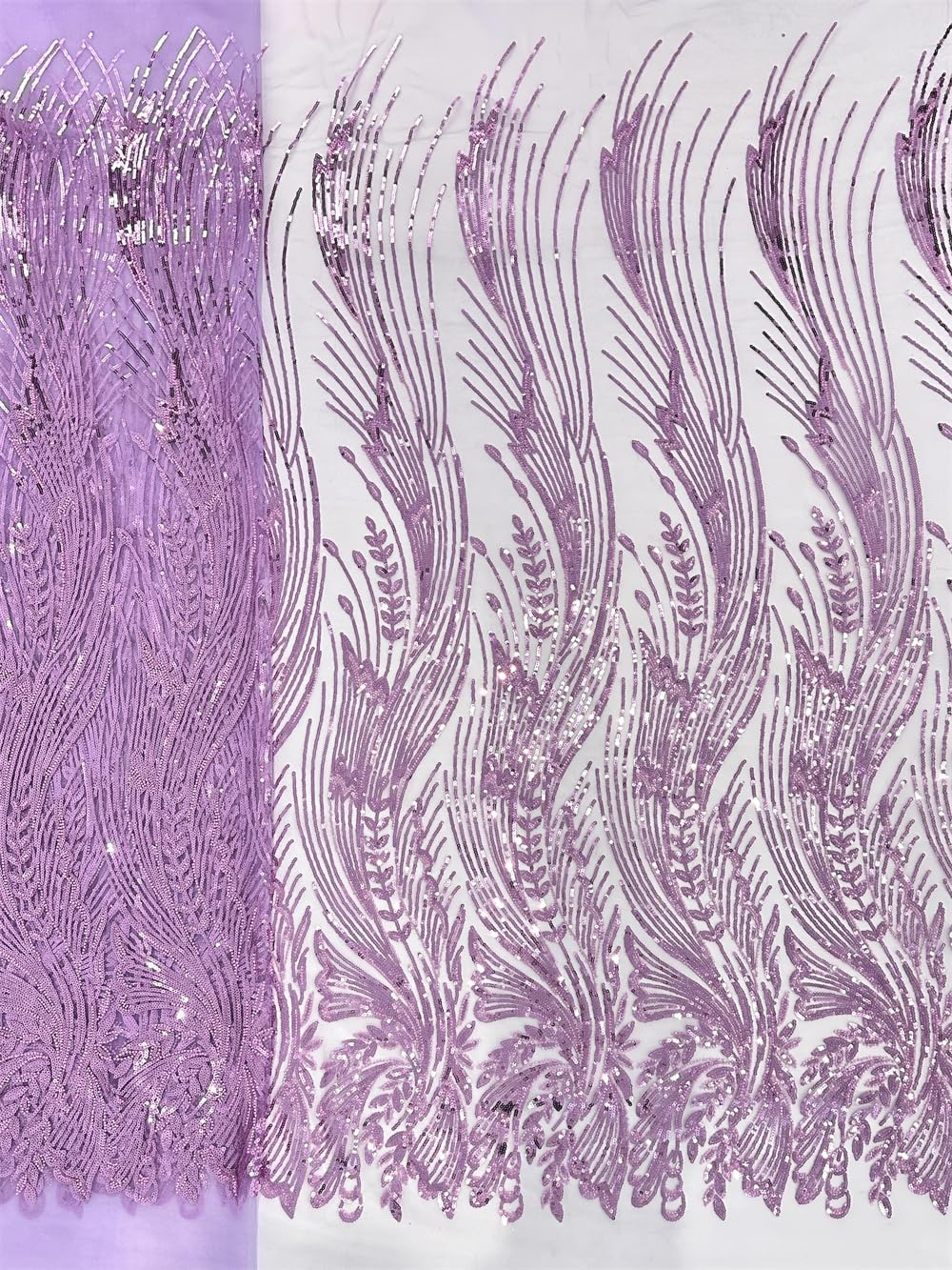 French Lace Fabric with Beads and Sequins Tulle Lace Fabrics Perfect for High-End Dressmaking African Lace Fabrics Dress Materials 5 Yards in a Piece (Purple,5 Yards)