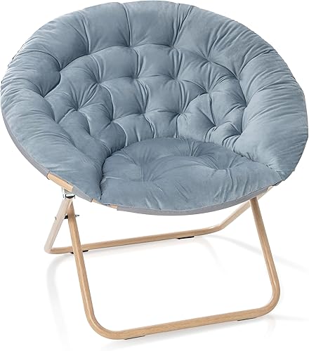 Miniatura 155 de Milliard - Silla acogedora con diseño de platillo, de pelo sintético, para dormitorio, tamaño extragrande (color blanco) Beige,Negro -,Negro +