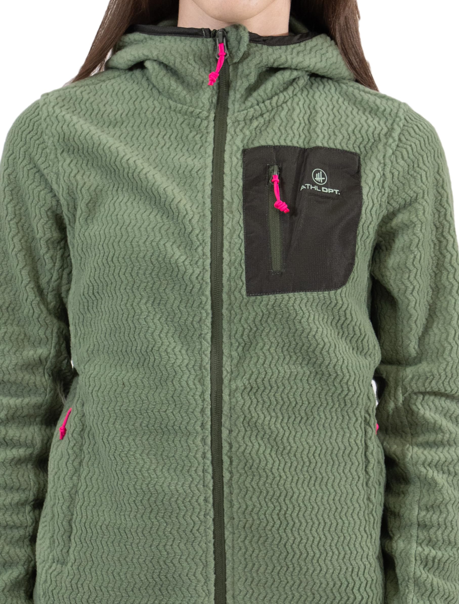 Veste polaire sportive pour femme avec col montant ou capuche dans des couleurs tendance pour les activités de plein air