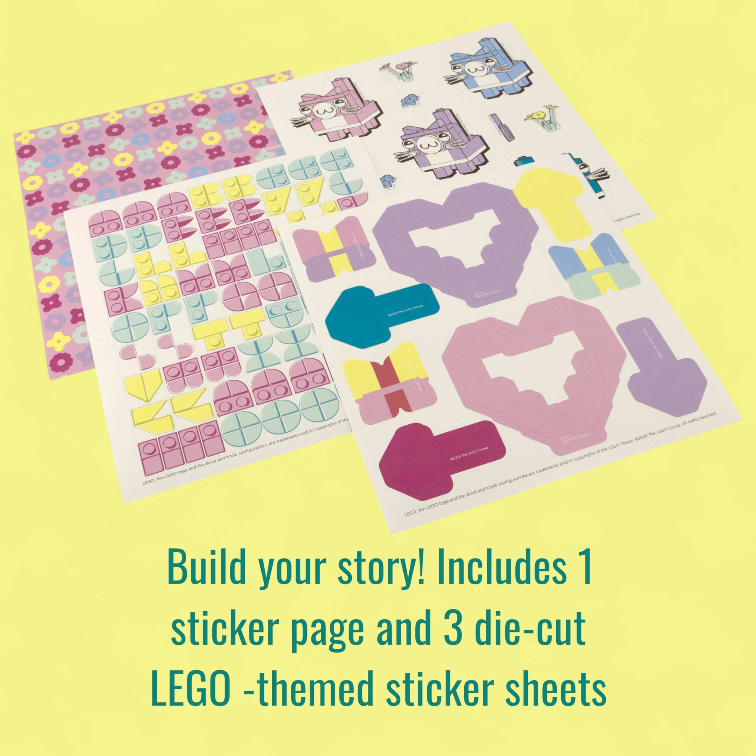 IQ LEGO Secret Diary Set - Cat (53594), include 1 diario, 1 penna gel con inchiostro lavanda, 3 fogli adesivi fustellati, 1 nastro di carta, 1 foglio adesivo, 1 lucchetto con 2 chiavi, pagine