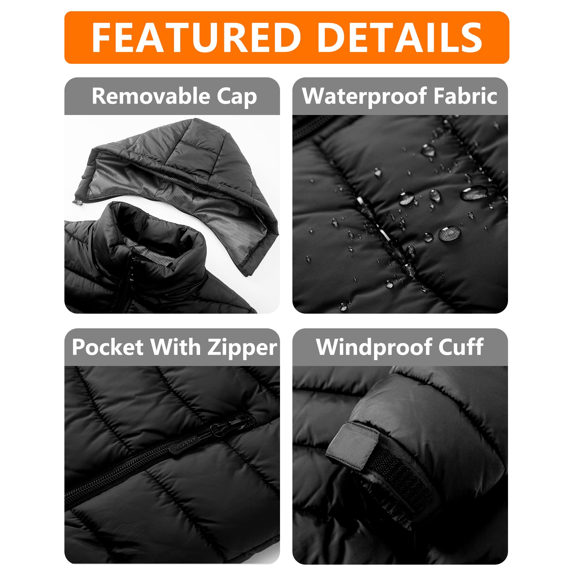 Veste chauffant Femme avec batterie incluse, Gilet Chauffante Femme, 7.4V 16000mAh