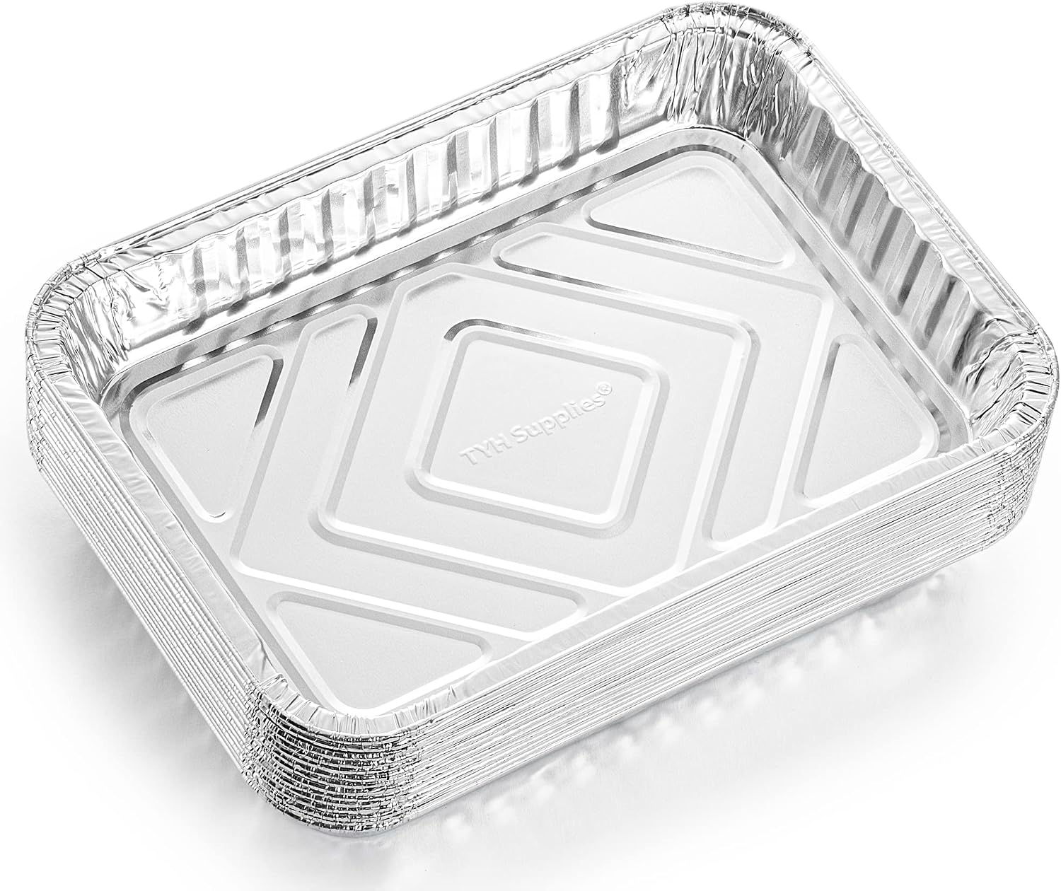 50 Pack Grease Drip Pan Liners | Compatible with Weber 6415, Genesis, Genesis II LX 200 300, Pulse, Q, Traveler, Spirit Gas Grills | Disposable Aluminum BBQ Drip Tray Replacement | 7.5 x 5 x 1.4 Inch