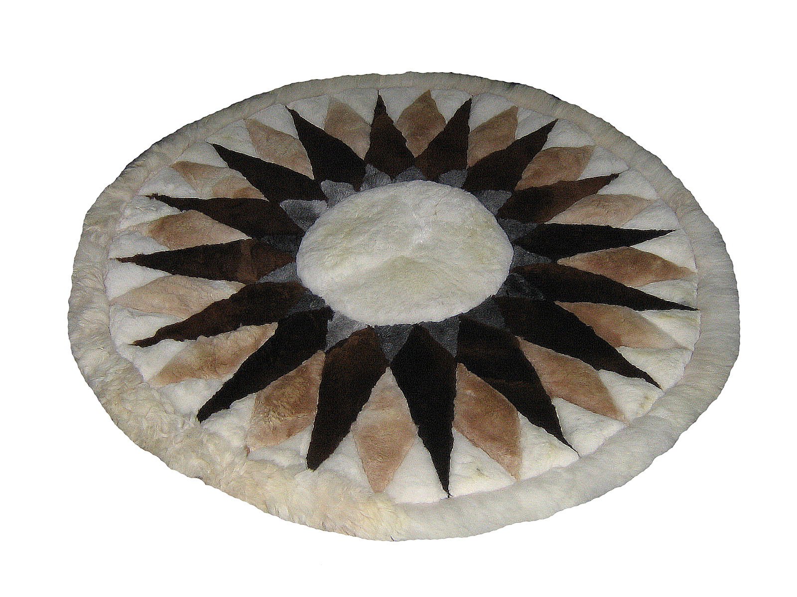 Tapis rond en alpaga véritable 100 cm tapis de salon doux et décoration naturelle