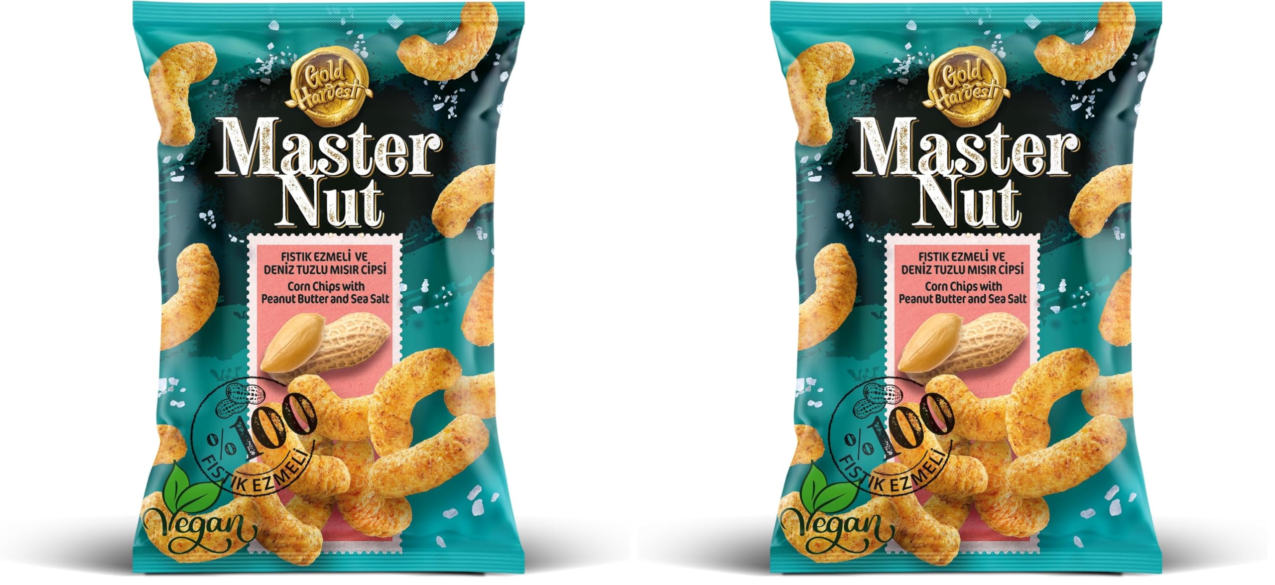 Master Nut Fıstık Ezmeli Deniz Tuzlu Mısır Cipsi 165 gr 2li paket