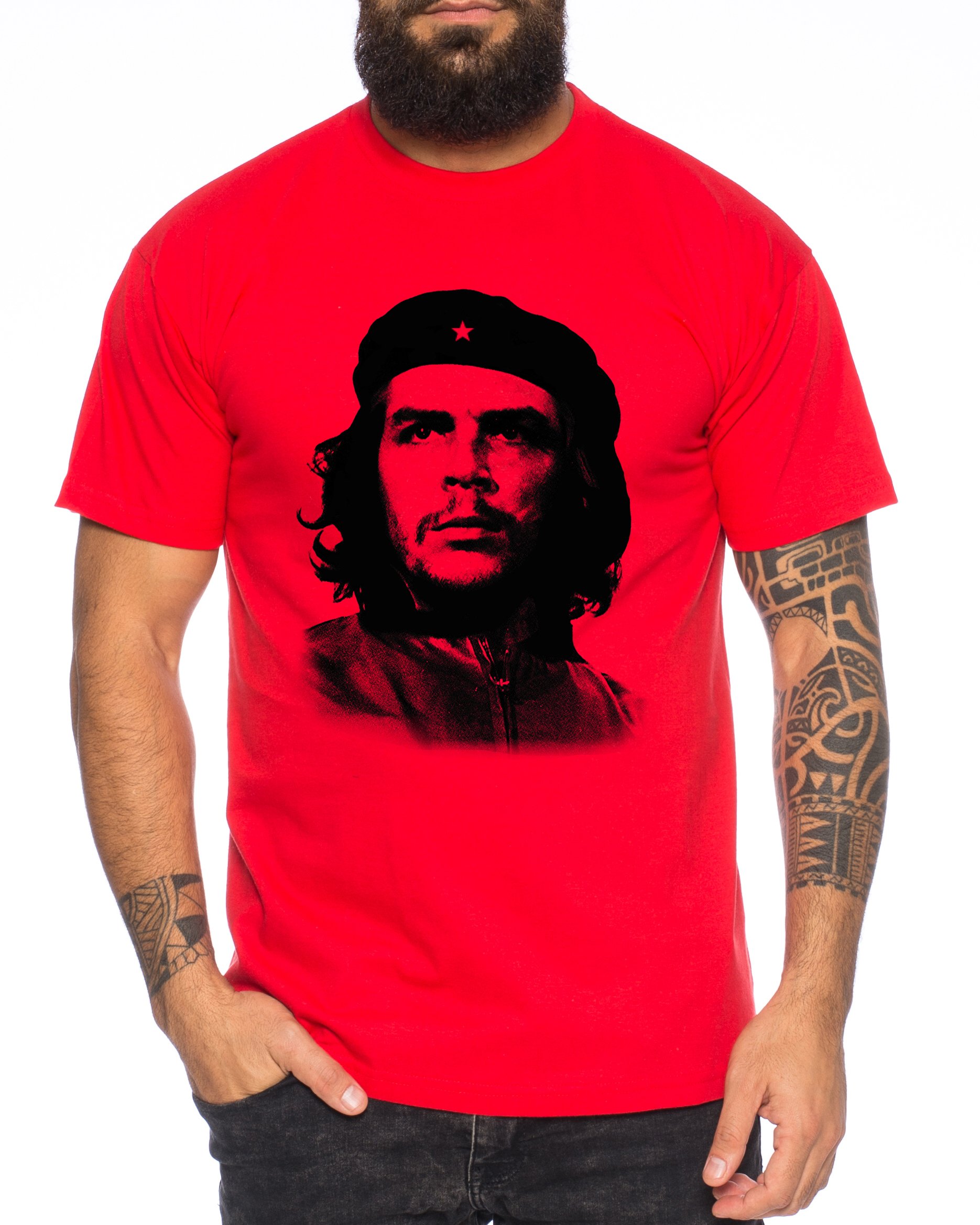 Che Guevara Men's T-Shirt Cuba Comandante Revolution, Farbe2:Rot;Größe2:Medium