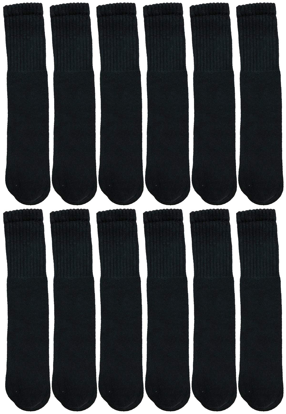 Yacht & Smith12 Pairs Of Mens & Womens Wholesale Bulk Cotton Tube Socks, Referee Style, by SOCKS'NBULK (12 Pairs Black, Mens 10-13 (Shoe Size 7-12))