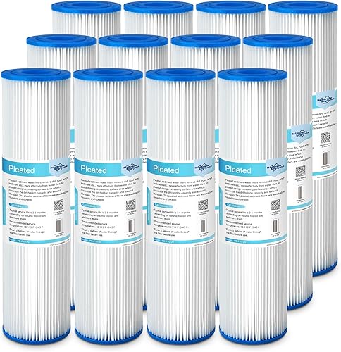 Miniatura 15 de Membrane Solutions Filtro de agua de sedimentos de poliéster plisado de 50 micrones, cartucho de repuesto de 10 x 2.5 pulgadas, prefiltro universal