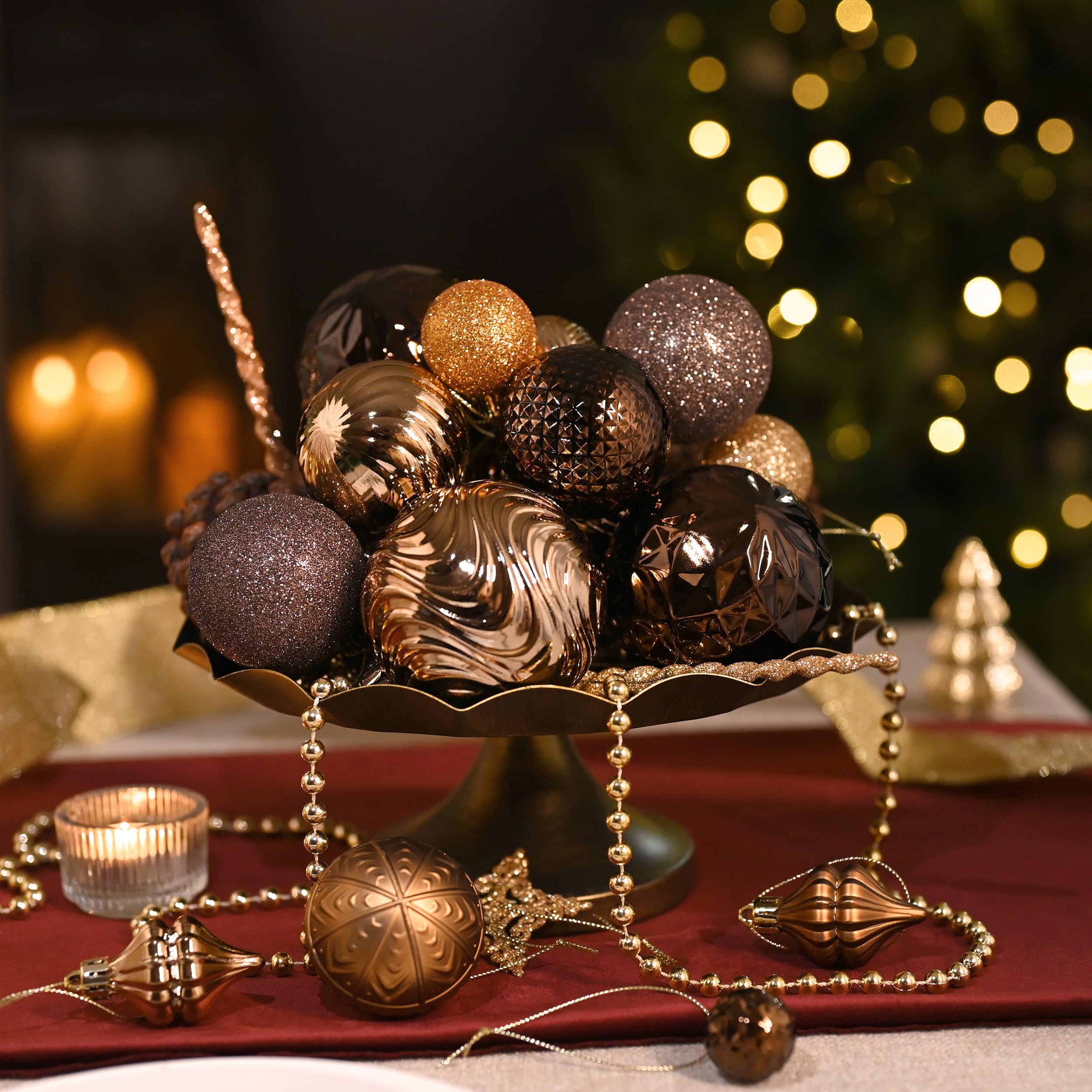 Valery Madelyn Weihnachtsbaumschmuck, Kugel-Ornament-Set, Bronze, Kupfer, Braun, Gold, bruchsicher, hängende Ornamente, Großpackung für Herbst, Erntedankfest, Herbst, Ernte, Weihnachten, Urlaub, Party