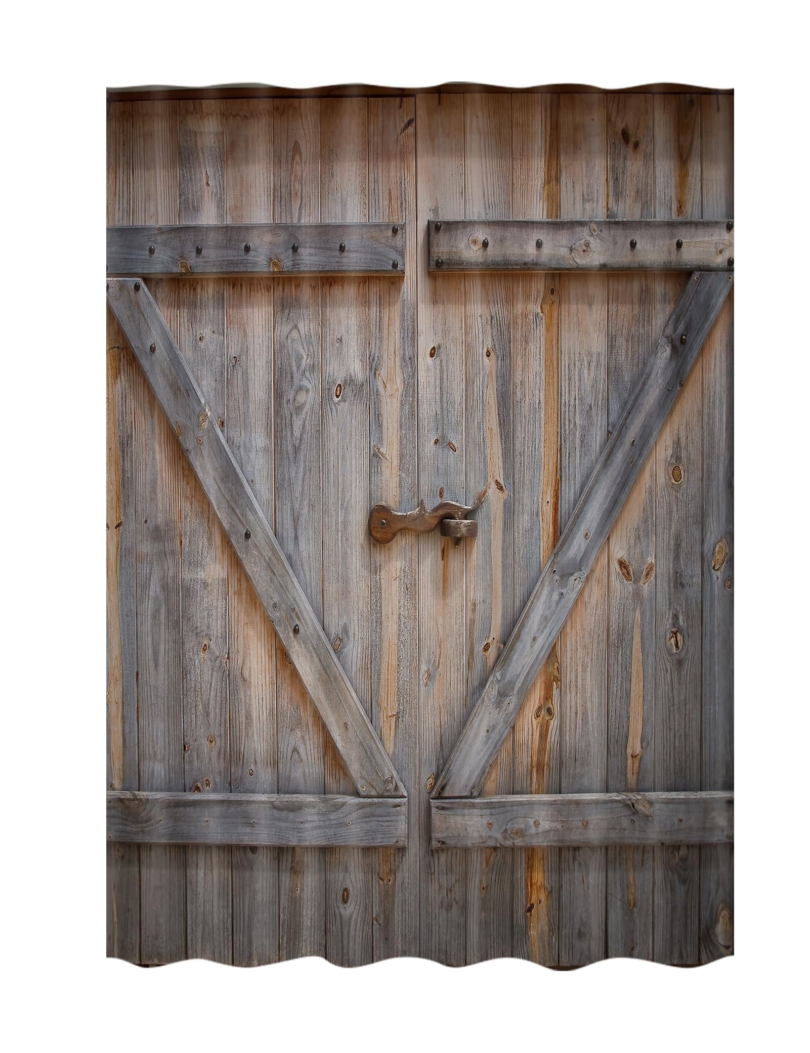 KOTOM Barn Door Shower Curtain Rustic Decor Shower Curtain, Rustic Wooden Barn Door, Polyester Rustic Decor Shower Curtain Fabric Bath Curtains Set