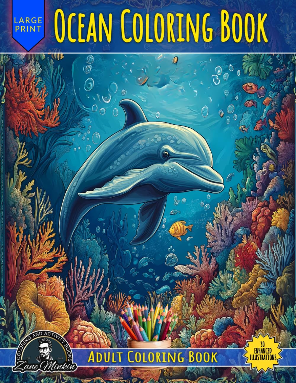 Ocean Coloring Book: Featuring 30 High-Quality Grayscale Illustrations of Underwater Marine Life Adventure for Adult Creativity and Relaxation.