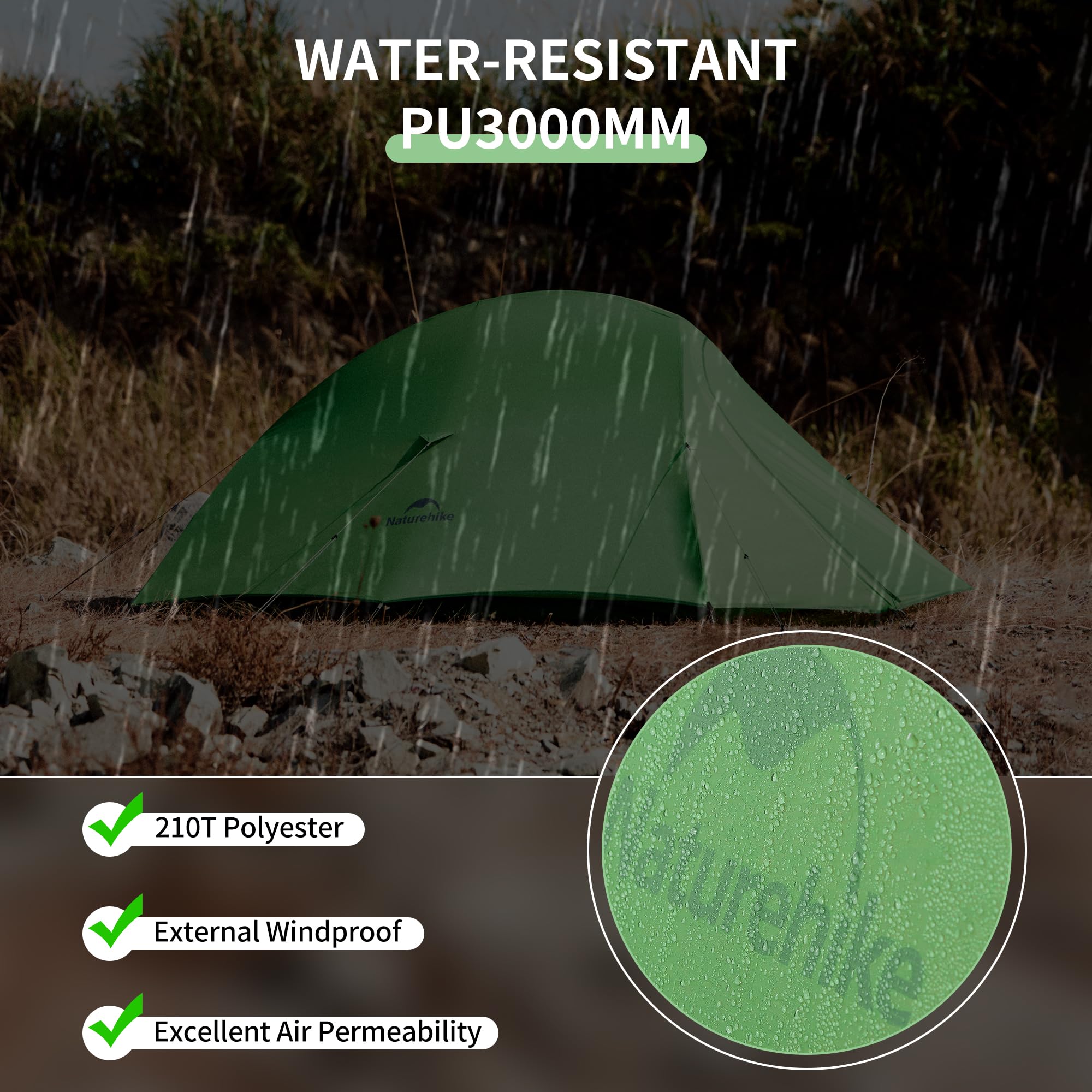 Naturehike Cloud up Base Zelt 1 Person Leichtes Campingzelt, Einfacher Aufbau Winddicht & Wasserdichtes Kuppelzelt für Outdoor Reisen Trekking