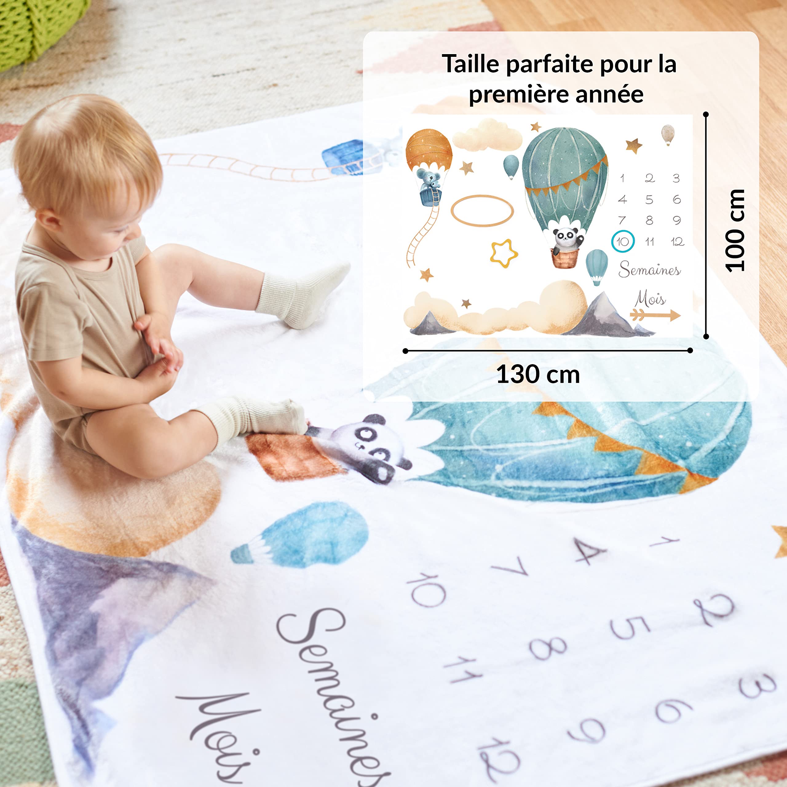 ODOXIA Coperta per bambino o ragazza, unisex, a tema palloncino, regalo per neonato, baby shower personalizzato, tappeto fotografico per