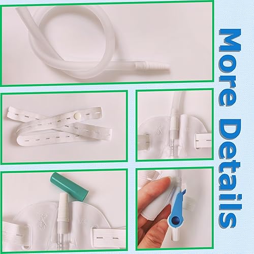 Miniatura 5 de Paquete de 10 bolsas de catéter de 32 oz33.8 fl oz con tubo de 18 pulgadas, válvula antirreflujo, correas de tela ajustables, drenaje abatible,