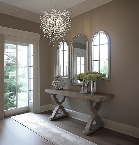 Miniatura 11 de Candelabro de cristal plateado, candelabro de rama de árbol de 24 pulgadas, modernos para comedor, sala de estar, cocina, dormitorio, vestíbulo,