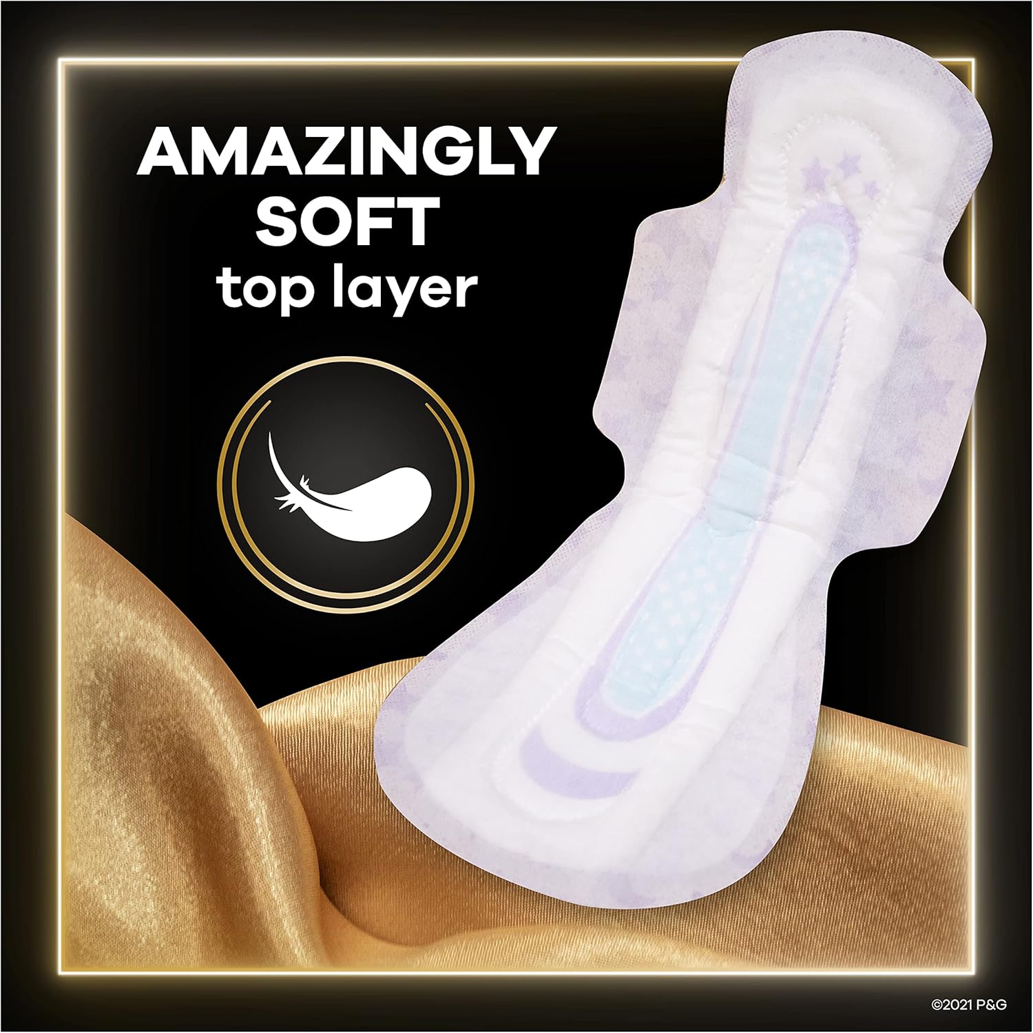 Always ZZZ Overnight Pads for Women Size 6 Unscented with Wings, Always' Widest Coverage for Worry-Free Nights, 10 Count