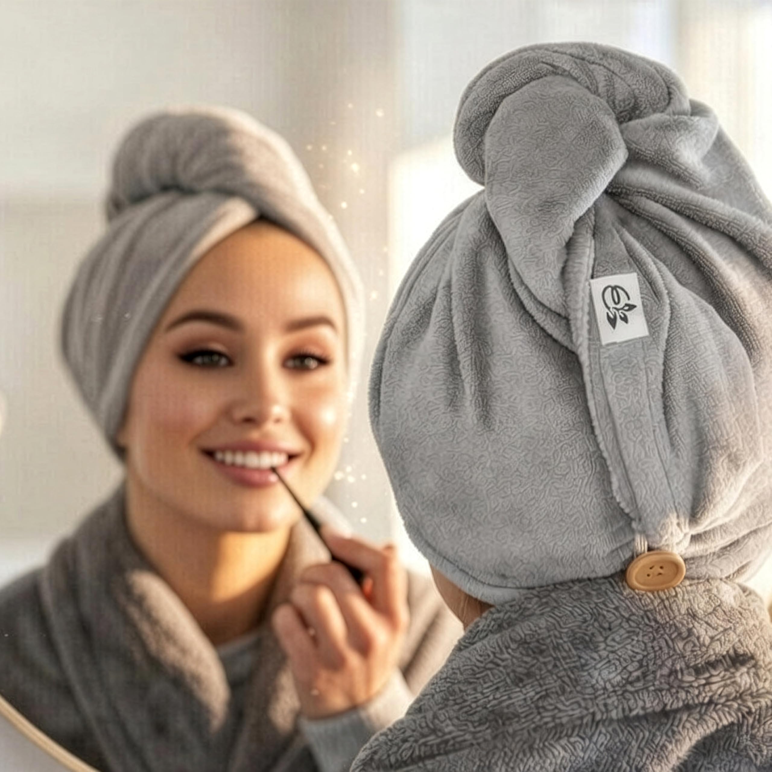 Microfiber Hair Towel Wrap Set Super Soft Quick Dry Anti Frizz Turban AMZFit Large Microfiber Hair Towel Wrap for Women - Super  main image 2