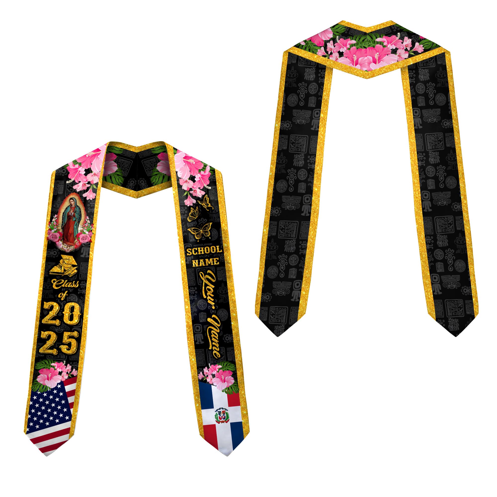 MonkeyVan Personalized Dominican Stoles for Graduation 2025, Custom Graduation Dominican Stole, Dominican Flag Graduation Sash Dominican3