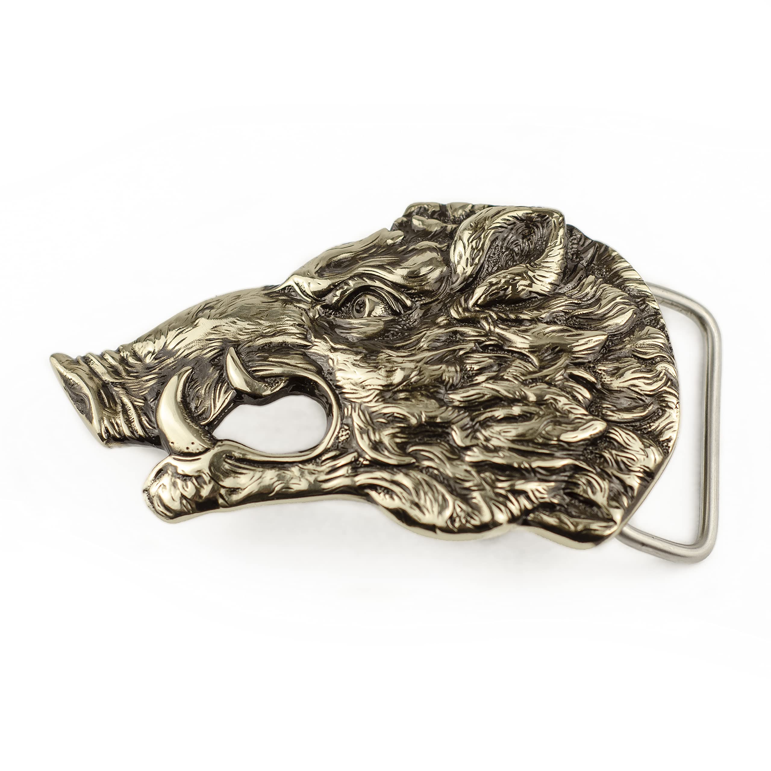 Belt buckle german silver Wild boar head, Handmade hunter trophy wild boar hunting solid buckle, Animal boar buckle for hunters
