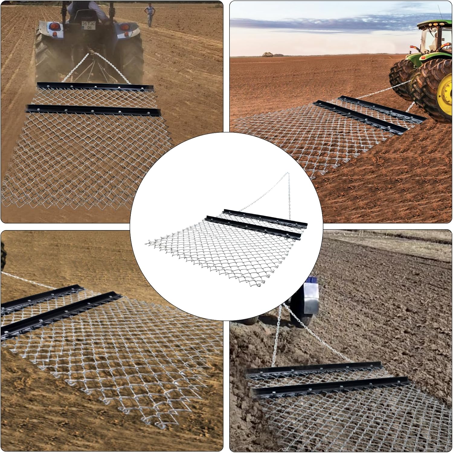 4' x 5' Drag Harrow, Chain Harrow for Optimal Landscape Leveling, Sod Prepping and Seeding in Garden, Farm and Field, Chain Drag Harrow for ATV, UTV Tractor attachments and Other Vehicles