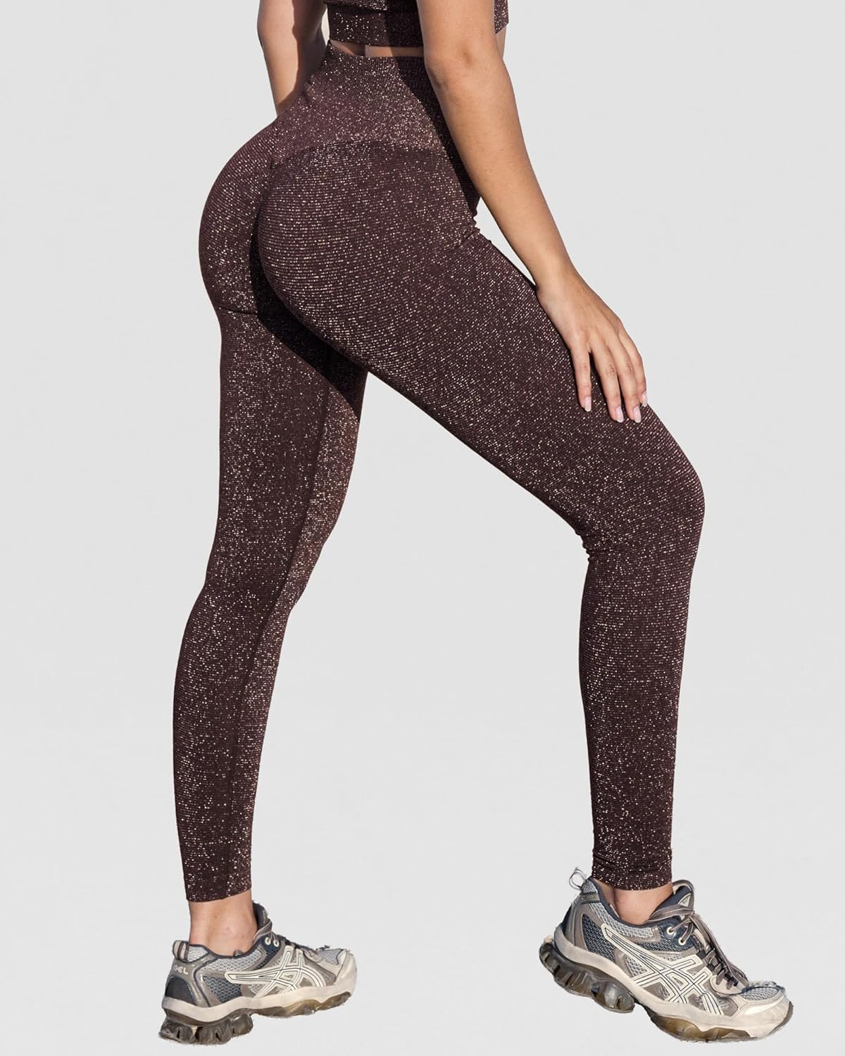 Women’s Sparkle Yoga Leggings, High Waisted Shiny Workout Leggings with Tummy Control - Image 2