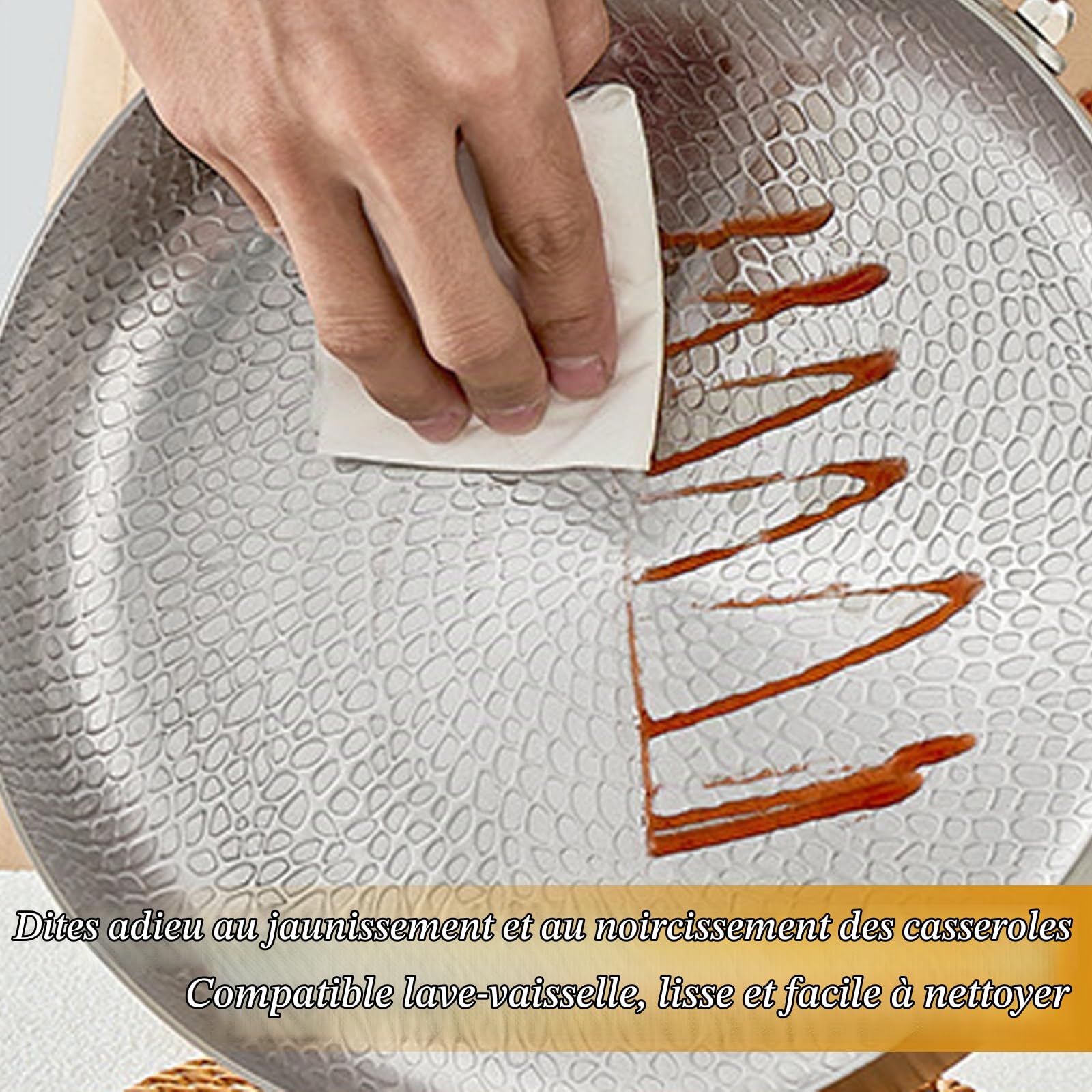 28 cm Antiadherente Titane Avec Couvercle PoêLe AntiadhéSive éPaisse Générique Pan en non Revêtue Poêle à Frire Martelée pour la Cuisson