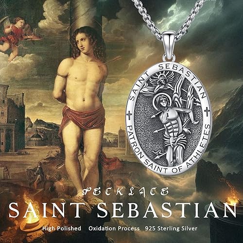 Vista 56 de Collar con colgante de plata de ley 925 con medalla de San Patrón, joyería religiosa para hombres y mujeres, con cadena de acero inoxidable 316L