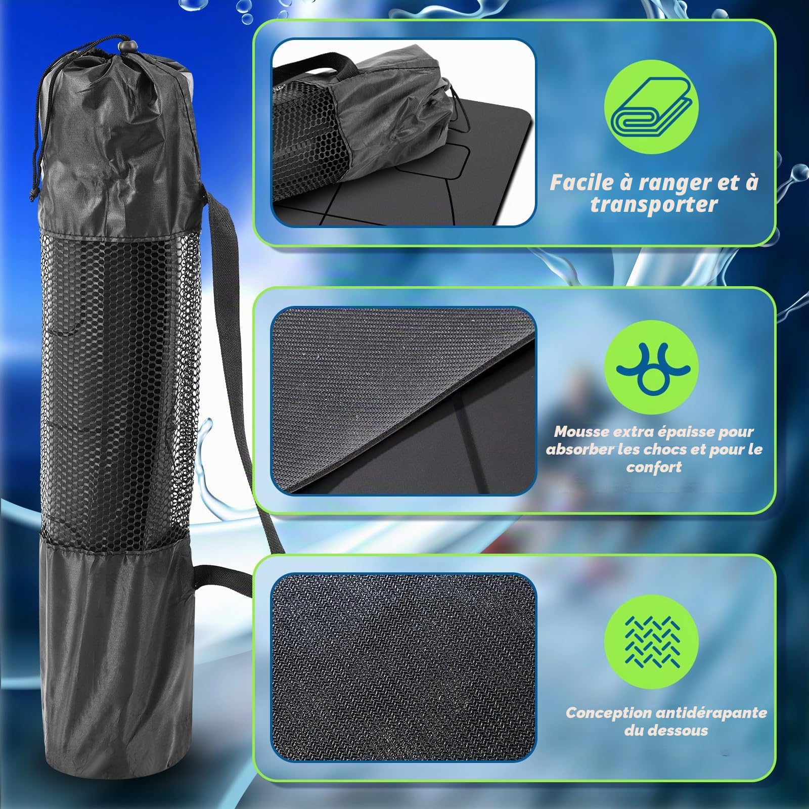 JellyArch Tapis de surf pour pratique pop-up, surf, équilibre, entraînement - 182,9 x 68,6 cm - Très grand tapis de yoga pliable en caoutchouc antidérapant avec sac pour homme et femme - Cadeau de