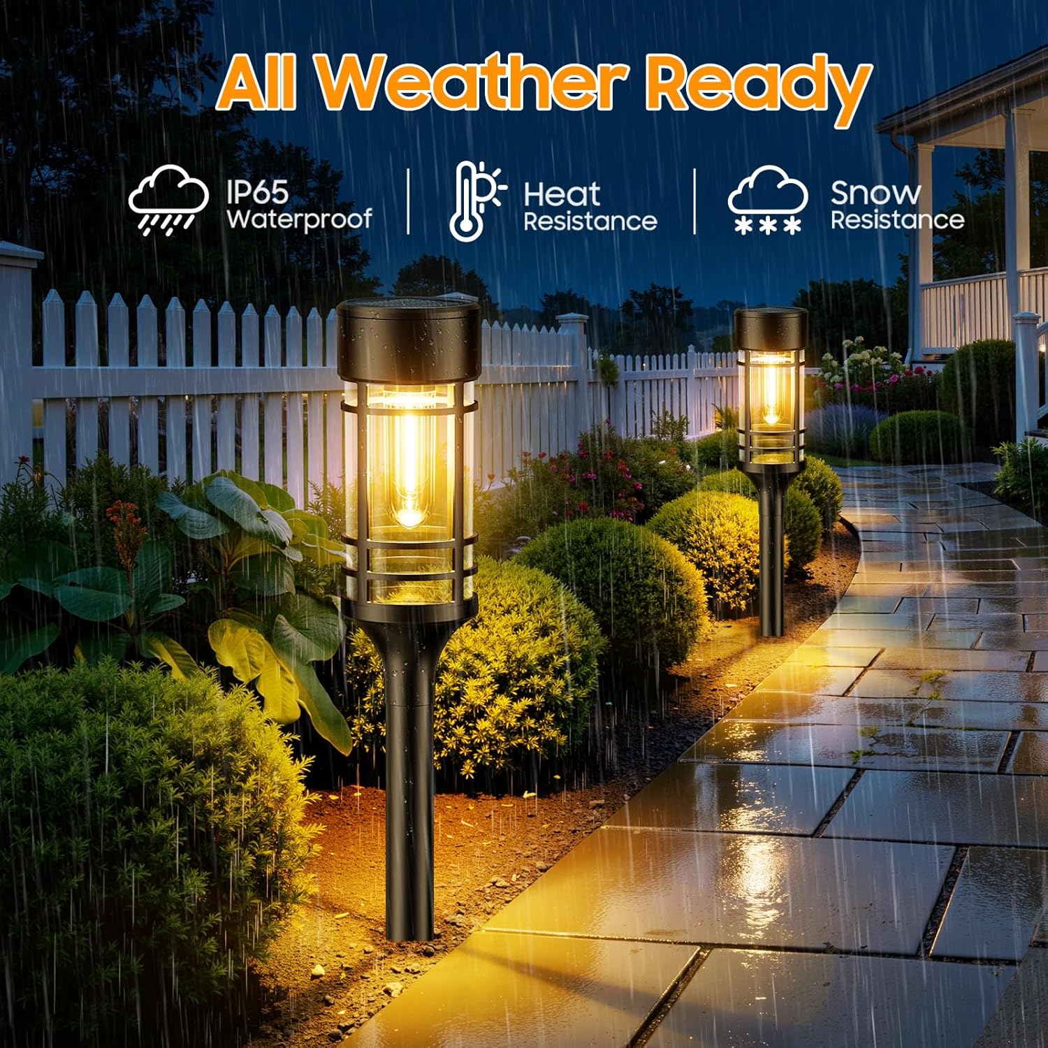LETMY 12 Pack Solar Pathway Lights Outdoor, Solar Lights Outdoor Waterproof IP65, Bright Solar Garden Lights Outdoor, Auto On/Off Outdoor Solar Lights for Yard Walkway Driveway Landscape Garden Decor - Image 4