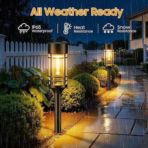 Miniatura 4 de LETMY 12 Pack Solar Pathway Lights Outdoor, Solar Lights Outdoor Waterproof IP65, Bright Solar Garden Lights Outdoor, Auto On/Off Outdoor Solar