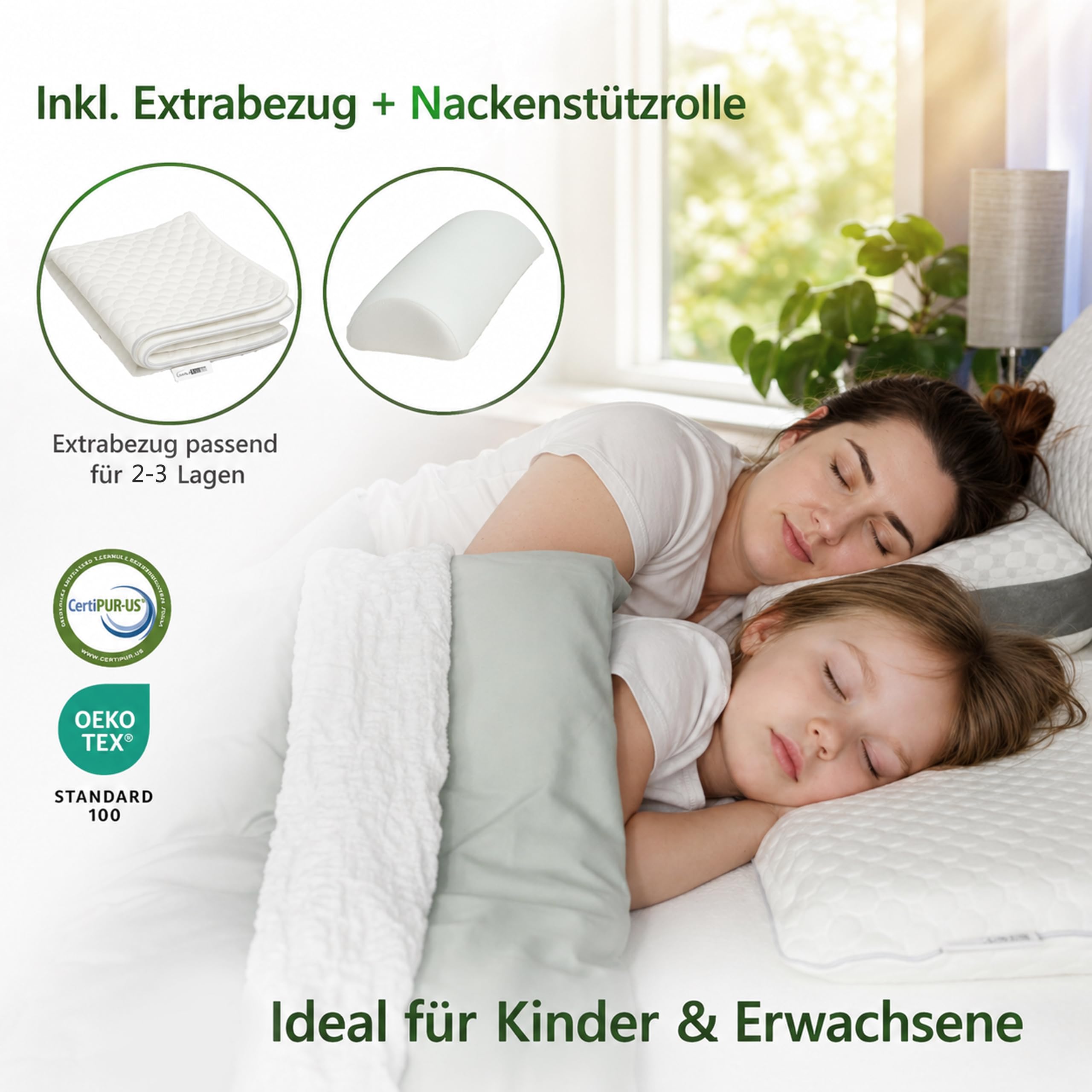 Nackenkissen Memory Foam – ergonomisches Kopfkissen 55x35x12 cm, höhenverstellbar -Seitenschläferkissen -Bauchschläferkissen - Rückenschläferkissen