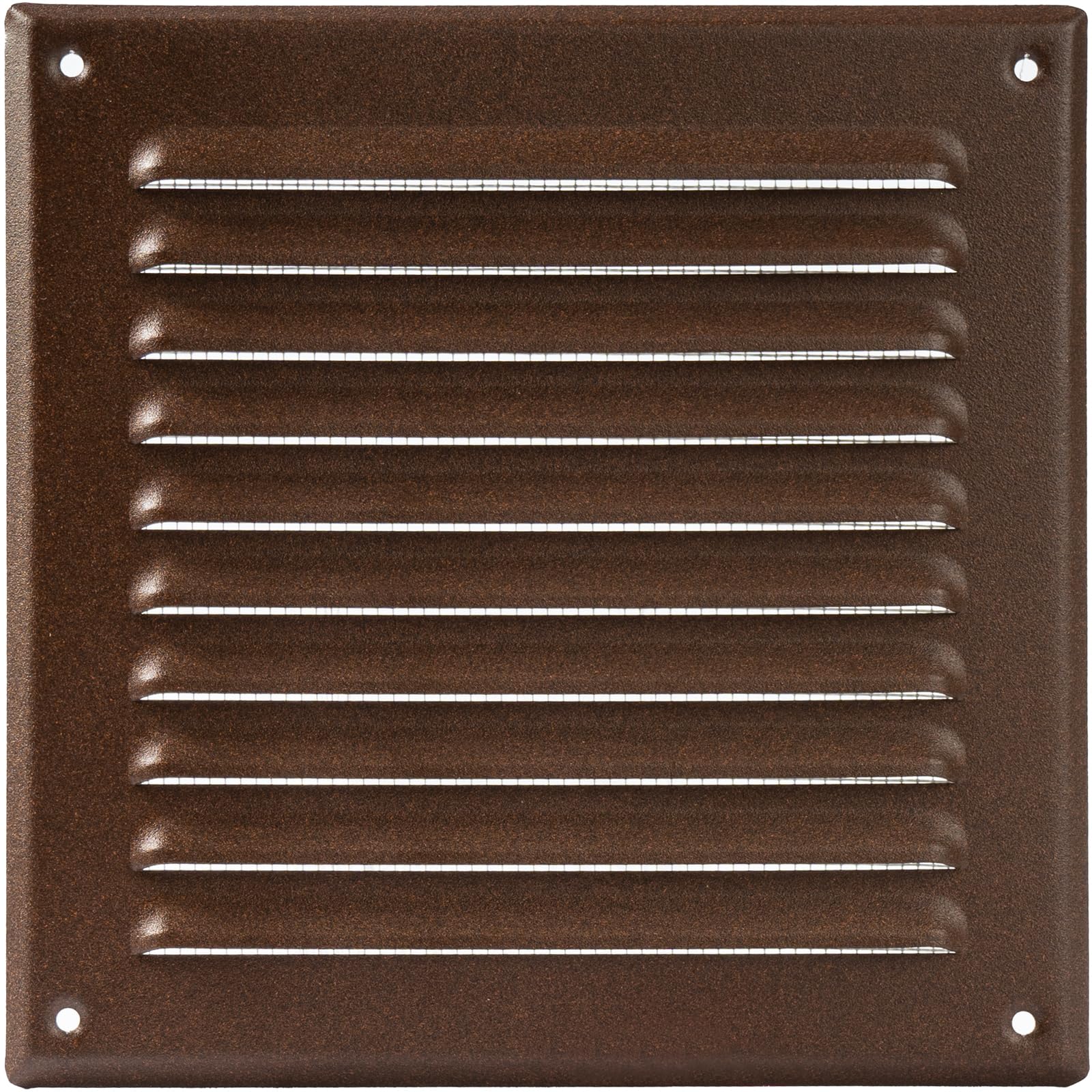 Vent Systems 195 x 195 mm Scratch Resistant Brown Soffit Air Vent Cover, Square Metal Louvered Gable Vent with Mesh Screen