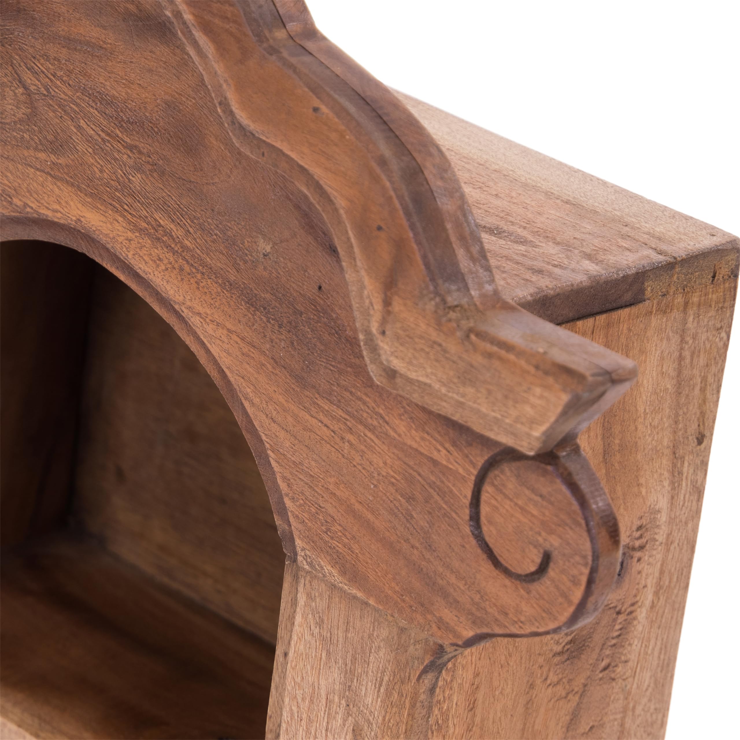 DESIGN DELIGHTS WANDREGAL Anello | mit Schnitzereien, Mahagoni Holz, 62 cm | Holz Wandschrank, Hängeregal, antikes Holzregal