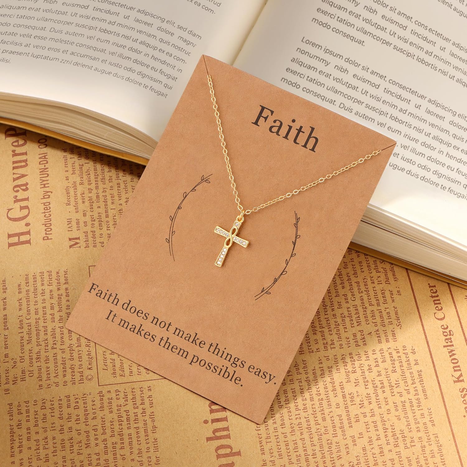 Lcherry Infinity Cross Necklace for Women Gold-plated Faith Cross Pendant Necklace Christian Baptism Confirmation Gifts for Women - Image 2