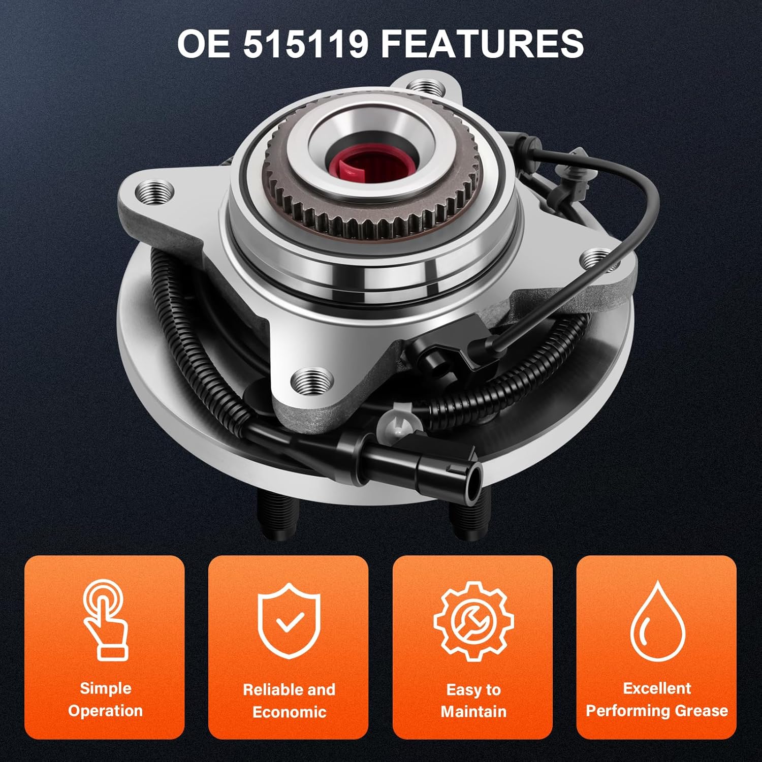 OCPTY 1pc New Premium 515119 Front Wheel Bearing and Hub Assembly fit for 6-Lug with ABS 2009 2010 for Ford F-150
