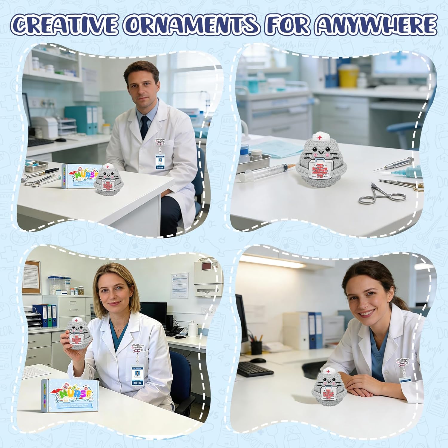 Funny Nurse Week Gifts for Women - 2026 Positive Crochet Cat with Nurse Badge Reel - Animals Emotional Appreciation Gifts for RN Registered Practitioner, LPN, Nursing School Graduation, Christmas - Image 7