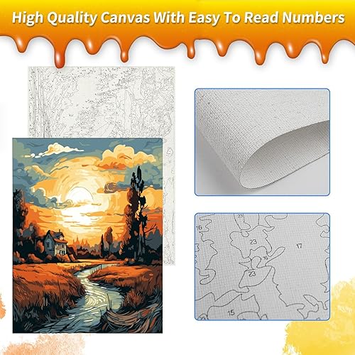 Miniatura 9 de RAOHEVU Pintura por números para adultos principiantes  Kits de pintura "Colorful Trees Grey" por números (16 x 20 pulgadas) con pintura acrílica y