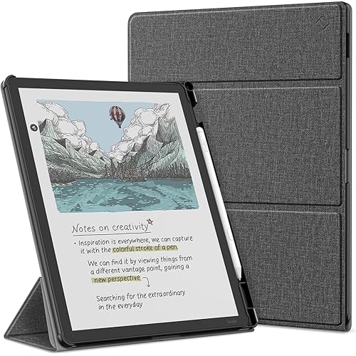 Fintie Trifold Case for 11" Kindle Scribe 2025 (3rd Generation) and Kindle Scribe Colorsoft (1st Generation) -[Built-in Pen Holder] Two Viewing Angles Stand Cover with Auto Sleep/Wake, Gray