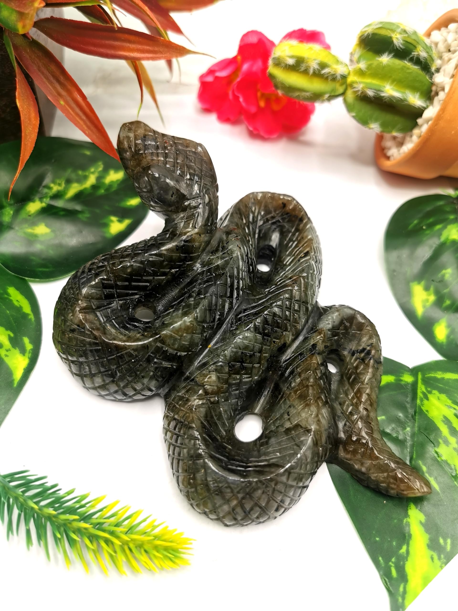 Labradorite Slithering Snake Carving: A Symbol of Transformation